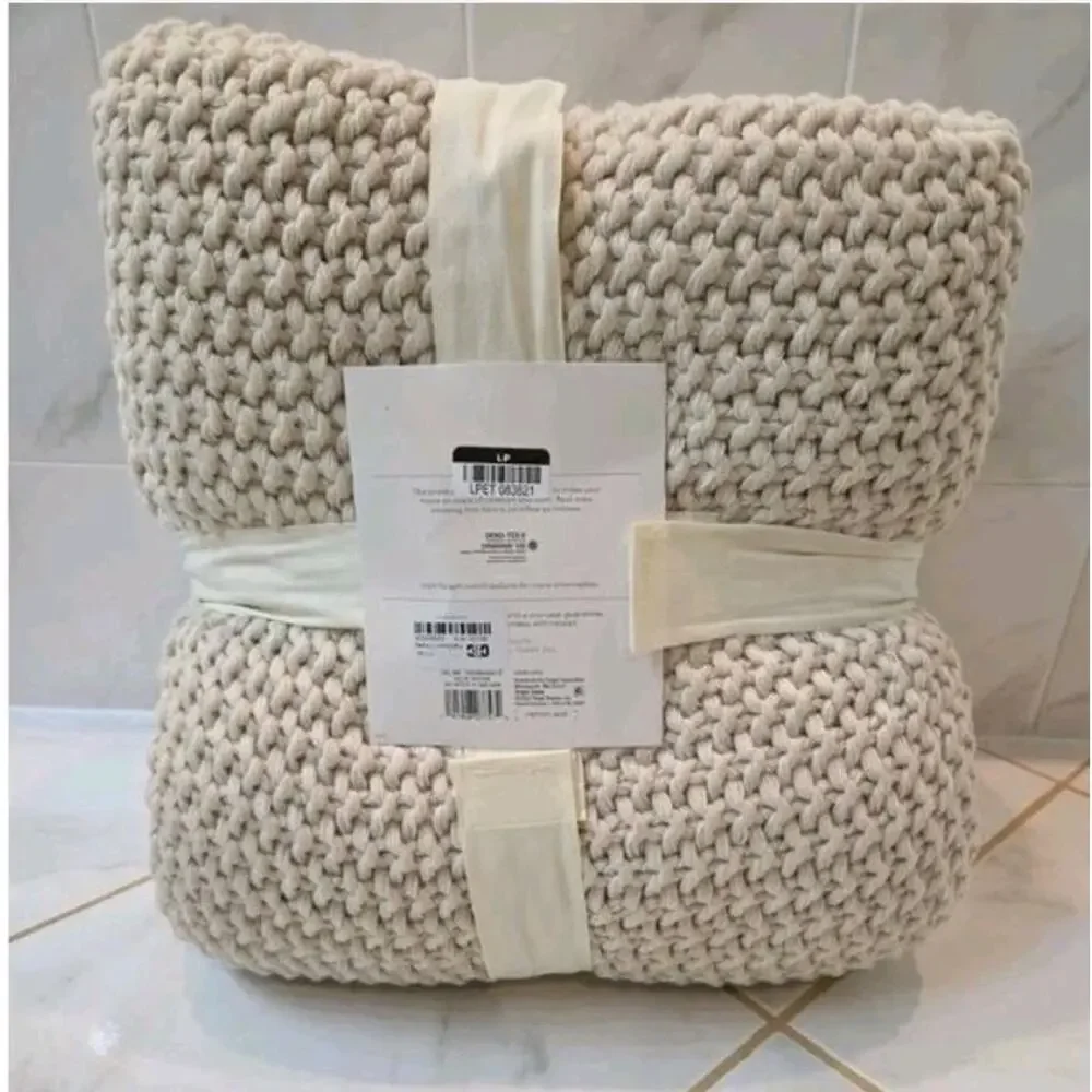 Full/Queen Chunky Knit Blanket Natural-Casaluna